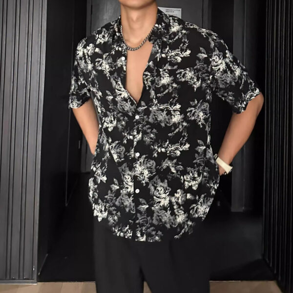 Vacation Style Loose Casual Pendant Short Sleeve Printed Shirt - Image 6