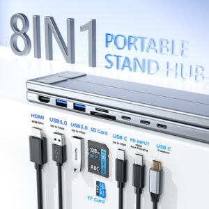 8-in-1 Aluminum Laptop Docking Station with HDMI & USB Hub