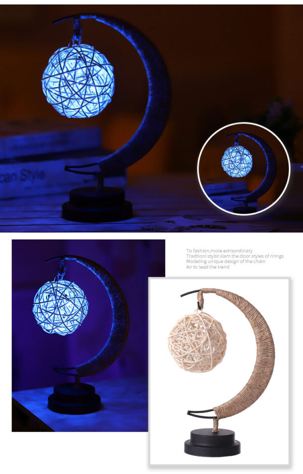LED Moon & Star Copper Wire Lamp - Image 2